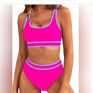 2/$30- BMJL barbie pink and purple swim bra color block size XL